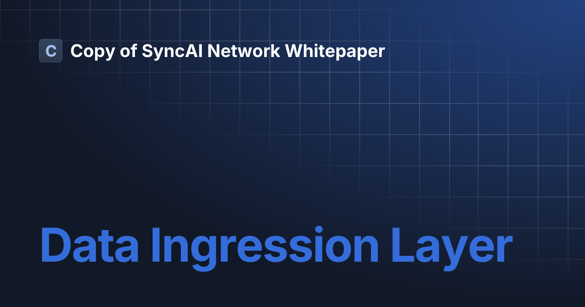 Data Ingression Layer | Copy of SyncAI Network Whitepaper